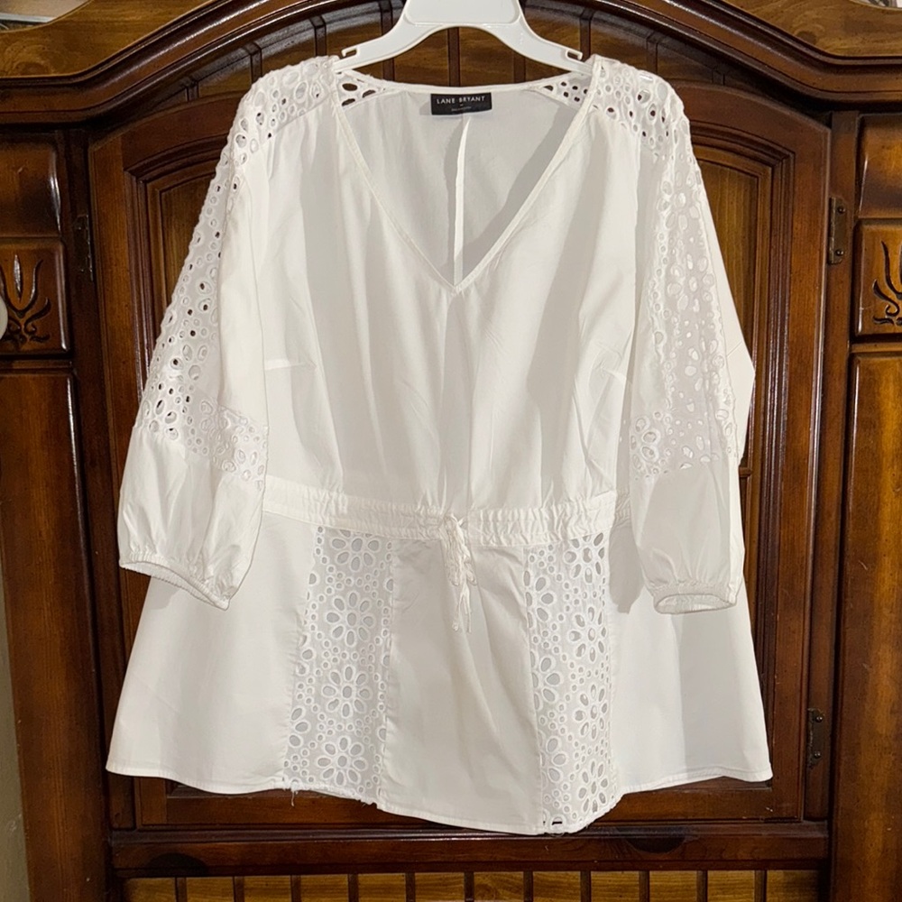 Lane Bryant White Eyelet Top